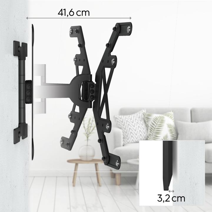 Actual product image Hama TV wall mount, swivelling, tilting, extra flat, 229 cm (90") up to 40 kg (Wall, 90", 40 kg)
