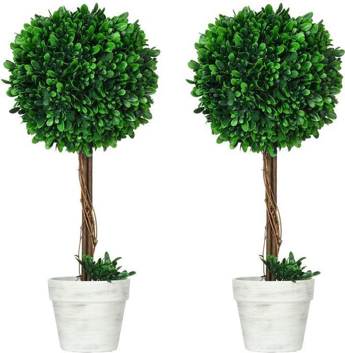 Immagine prodotto Swisshandel24 Piante artificiali, set di 2 piante artificiali resistenti ai raggi UV, alberi in cassetta da 60 (60 cm)