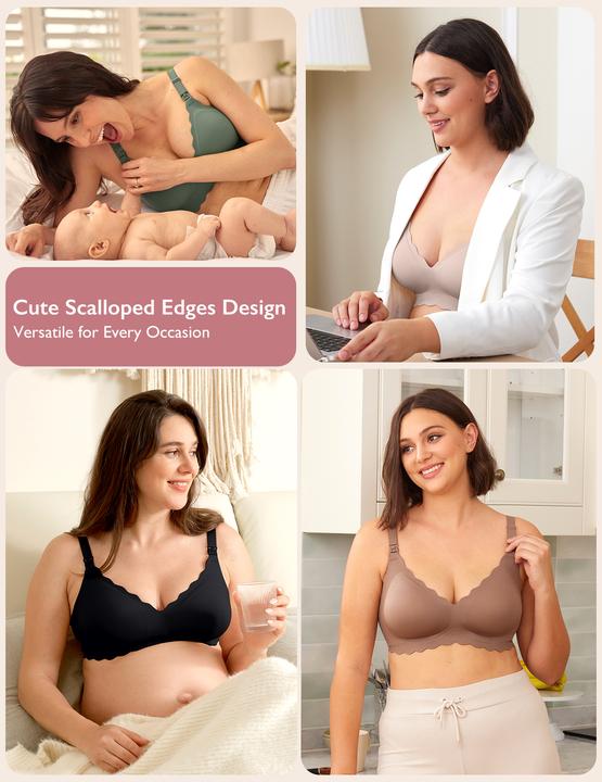 Image du produit Momcozy YN46 Soutien-gorge d'allaitement sans couture à motif floral Noir M (M)