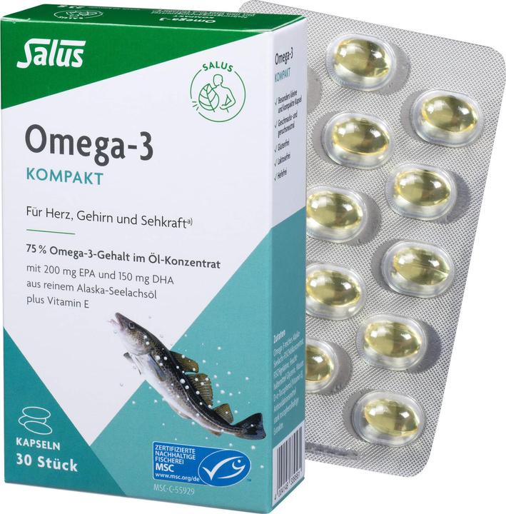 Produktbild Salus Omega-3 Kompakt Seelachsöl Kaps (30 Stück, Kapseln, 48 g)