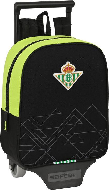 Real Betis Balompié Schulrucksack mit Rädern Schwarz Neongrün 22 x 27 x 10 cm