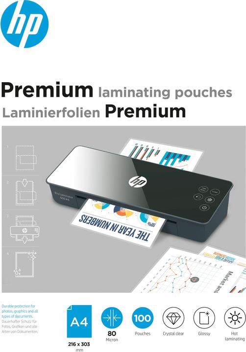 HP Premium Laminierhüllen (A4, 100 Stück, 80 µm)