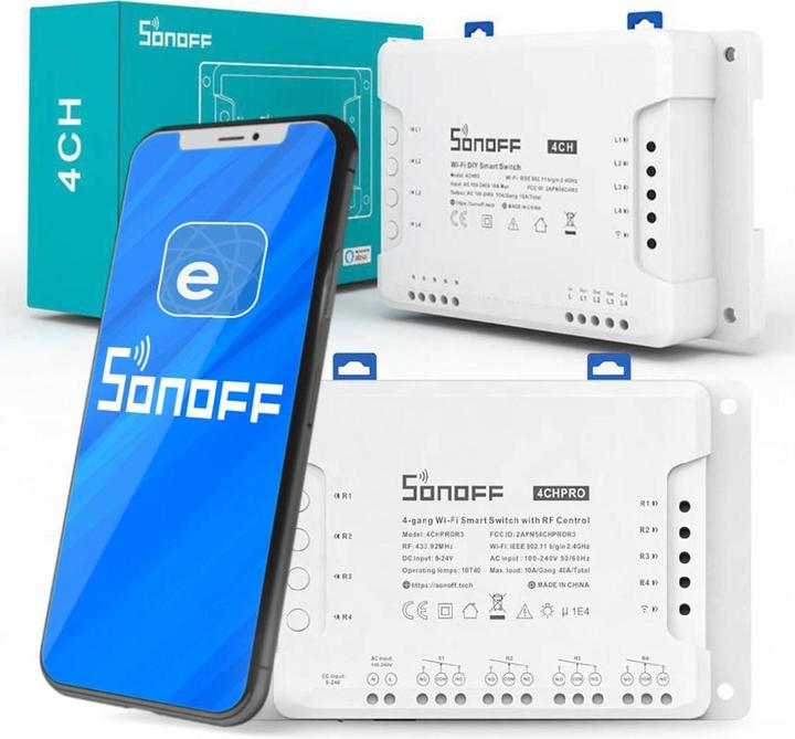Produktbild Sonoff 4CHR3 - 4-gang Wi-Fi Smart Switch (Schaltaktor)