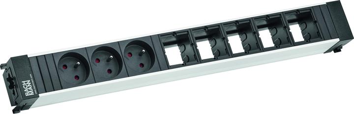 Actual product image Bachmann CONFERENCE - 3 AC outputs - Indoor - Type E - Aluminum - Black - 444 mm (3 x, CEE 7/5, CEE 7/3)