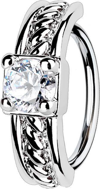 Produktbild Star Piercing Micro Piercing Ring silber halbkreis mit Kristall (Messing, Chirurgenstahl 316L)
