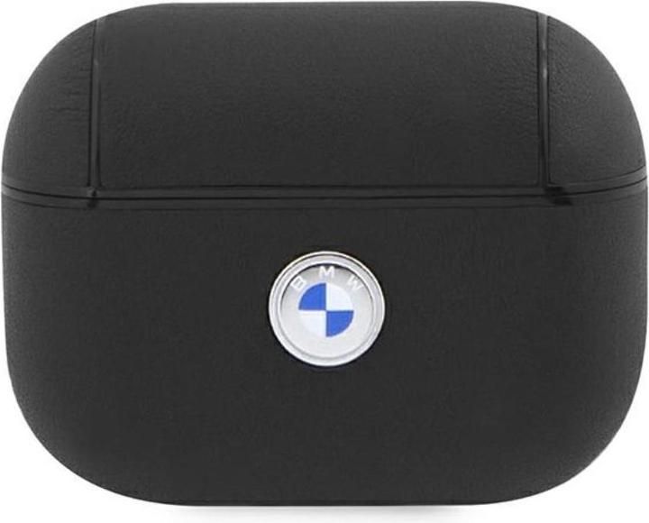 Actual product image BMW BMAP2SSLBK AirPods Pro 2 cover czarny/black Geniune Leather Silver Logo (Headphone sleeve)
