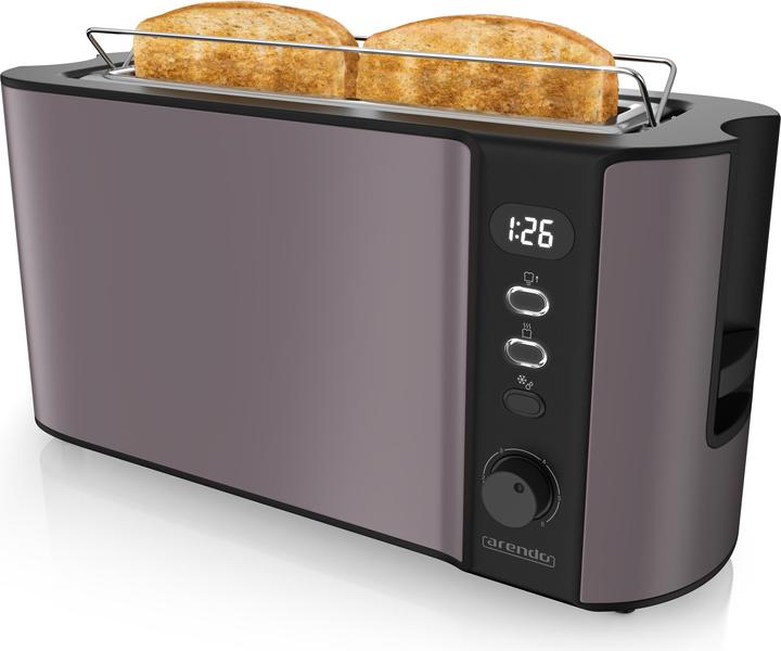 Image du produit Arendo Grille-pain en acier inoxydable 2 tranches à fente longue, écran avec indication du temps restant