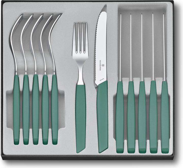 Victorinox Swiss Modern, table set (tomato knife), 12pcs, 11cm, wavy, sage (12 Piece, Cutlery set)