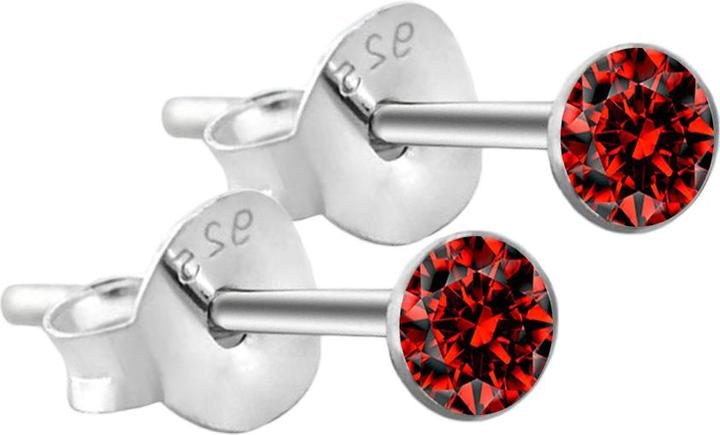 Image du produit Star Piercing Clou d'oreille rond en argent sterling 925 avec cristal rouge (Argent sterling 925, sans laiton)
