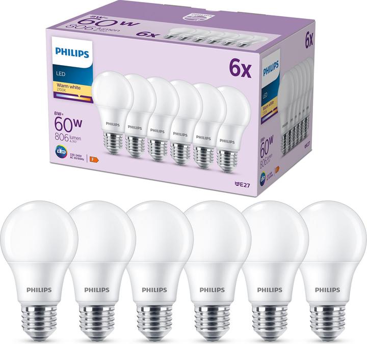 Produktbild Philips LED Bulbs (E27, 8 W, 806 lm, 6 x, F)