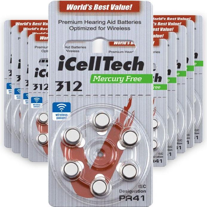 Image du produit ICellTech 312 Piles pour appareils auditifs (60 pcs, A312, 165 mAh)