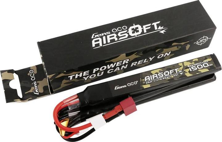 Actual product image Gens Ace 25C 1500mAh 3S1P 11.1V Nunchuck 3X Airsoft Gun Lipo Battery with T Plug (11.10 V, 1500 mAh)