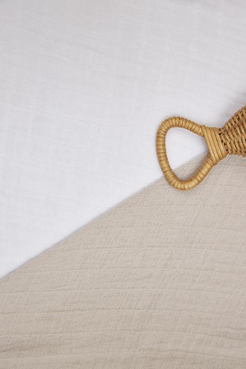 Productafbeelding Meyco Baby Uni hoeslaken ledikant - mousseline - wit - 60x120cm