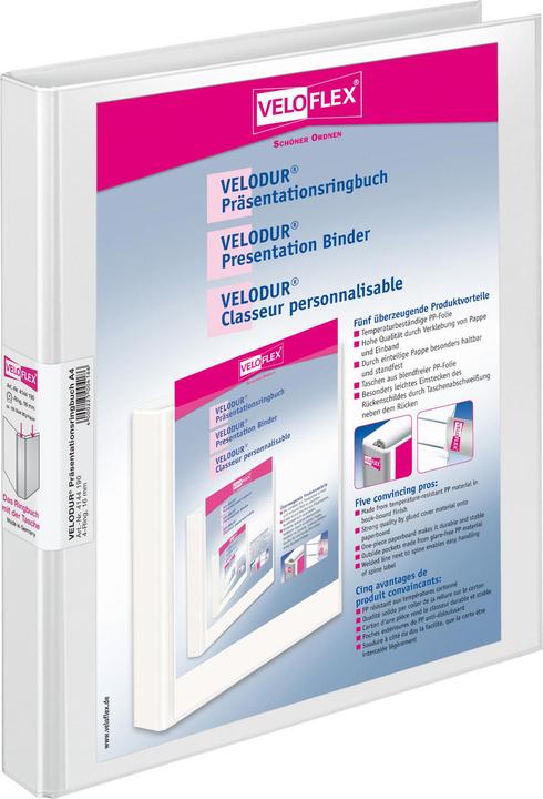 Actual product image Veloflex Presentation ring binder VELODUR, A4, 4-/2-ring mechanism, spine width 20 mm (A4, 20 mm, 1 Piece)