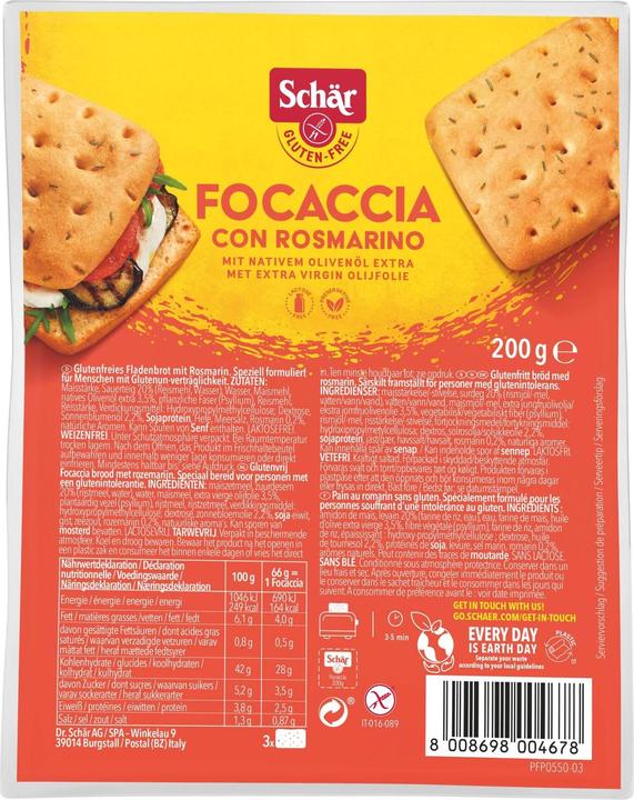 Produktbild Schär Focaccia mit Rosmarin (200 g)