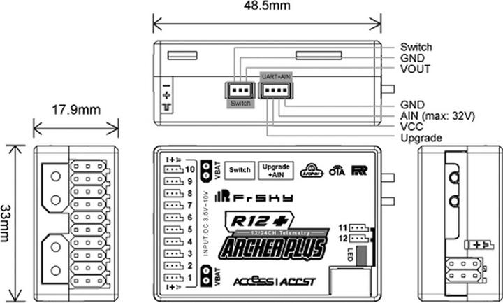 Actual product image FrSky Empfänger Archer Plus R12+ 2,4Ghz