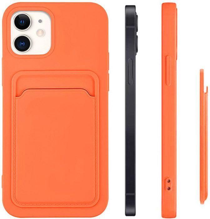 Produktbild Hurtel Card Case Silicone Wallet Wallet with Card Slot Documents for iPhone 12 Pro Max Orange (Apple iPhone 12 Pro Max)