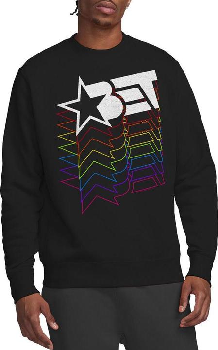 Actual product image Bet Unisex Adult Cascading Rainbow Logo Sweatshirt (L)