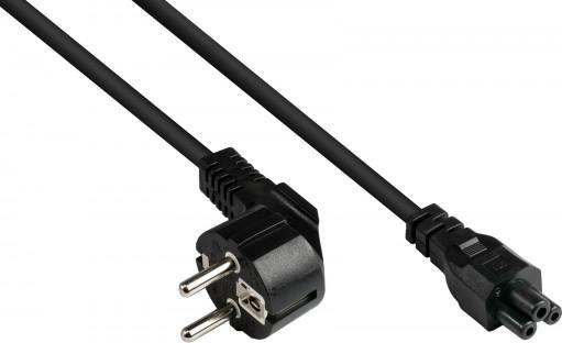 Actual product image Good Connections Mains cable earthing contact plug type E+F (CEE 7/7, angled) to C5 (straight) for notebook, black, 0 (1.80 m, CEE 7/7)