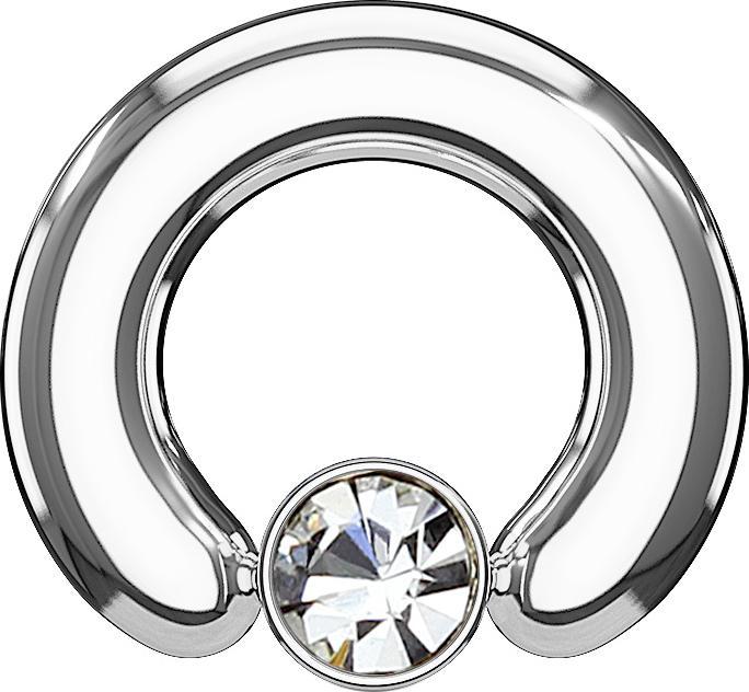 Actual product image Star Piercing Closure Ring silver Disc Crystal silver (Surgical steel 316L, without brass)