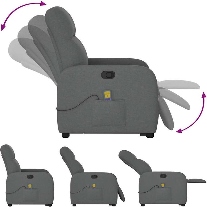 Produktbild VidaXL Massagesessel mit Aufstehhilfe Dunkelgrau Stoff