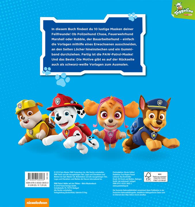 Image du produit Panini PAW Patrol: Mein Maskenbuch (Allemand, Nicole Hoffart, Eva-Regine Rauch, 2018)