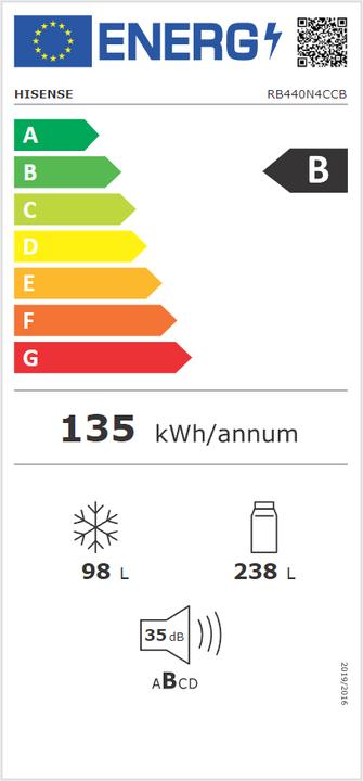 Label énergétique Hisense RB440N4CCB (300 l)