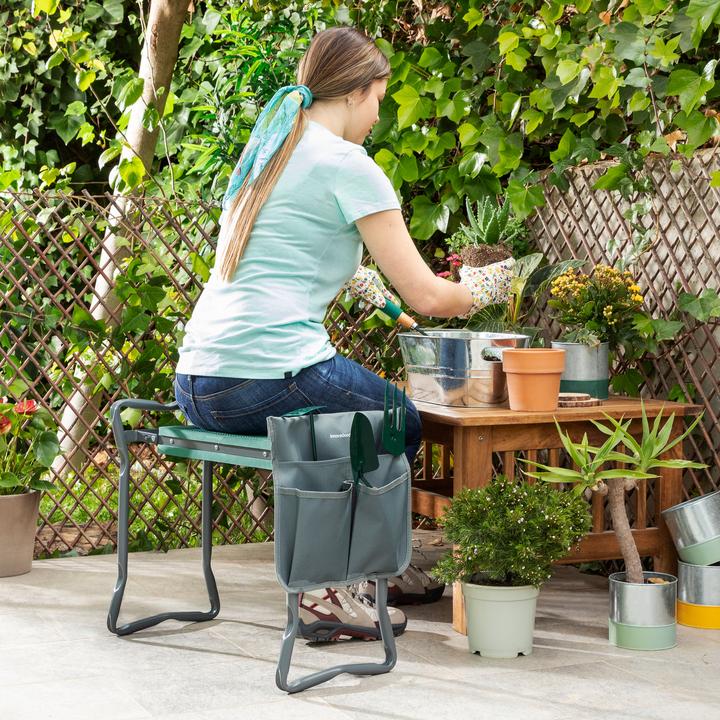 Actual product image InnovaGoods 3-in-1 garden kneeling bench with Situl tool bag
