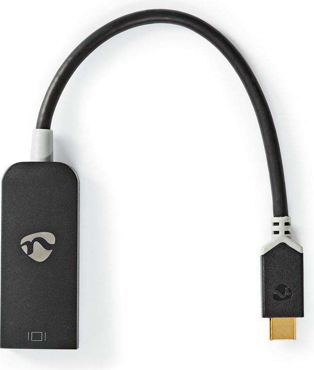Actual product image Nedis USB Adapter USB 3.2 Gen 1 USB-CT Male DisplayPort Female 0.20 m Round Gold Plated PVC Anthraci (USB-C, 20 cm)