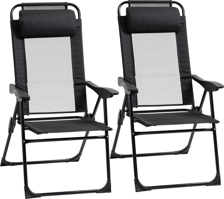 Produktbild Outsunny Klappstuhl Set mit Nackenkissen und verstellbarer Rückenlehne