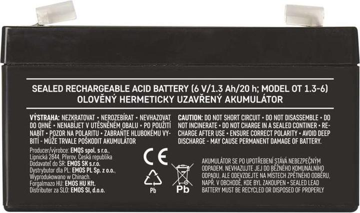 Immagine prodotto Emos Batteria al piombo senza manutenzione 6 V/1,3 Ah, faston 4,7 mm (1 pz., Specifico del dispositivo, 1300 mAh)