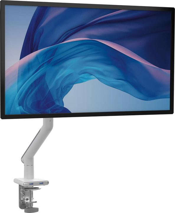 Immagine prodotto CTA Digital Single Monitor White Arm 23 to 35 Dual USB 30 Hub Ports and Desk Arm Clamp (Tavolo, 32")