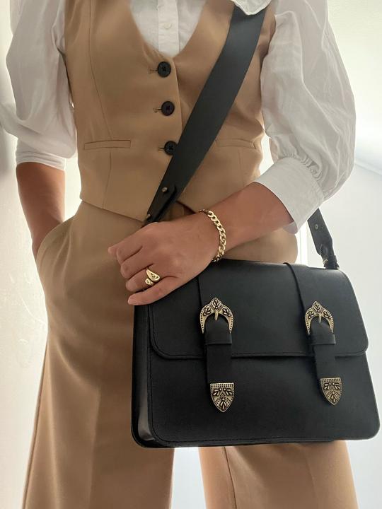 Actual product image Only-Bags.Store Black Leather Shoulder Bag, Small Leather Crossbody Bag, Gift for Her, Full Grain Leather
