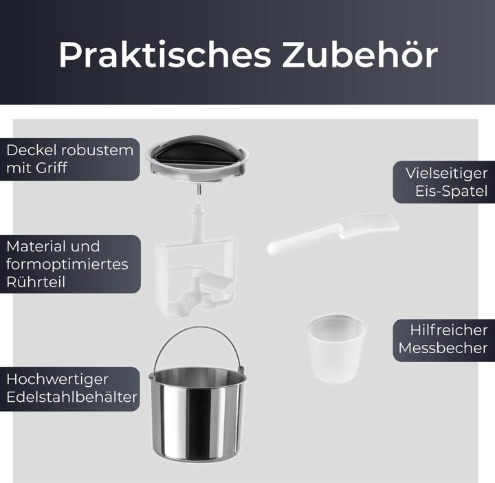Actual product image KLAMER Eismaschine 1.5L, 120 W Eiscrememaschine aus Edelstahl