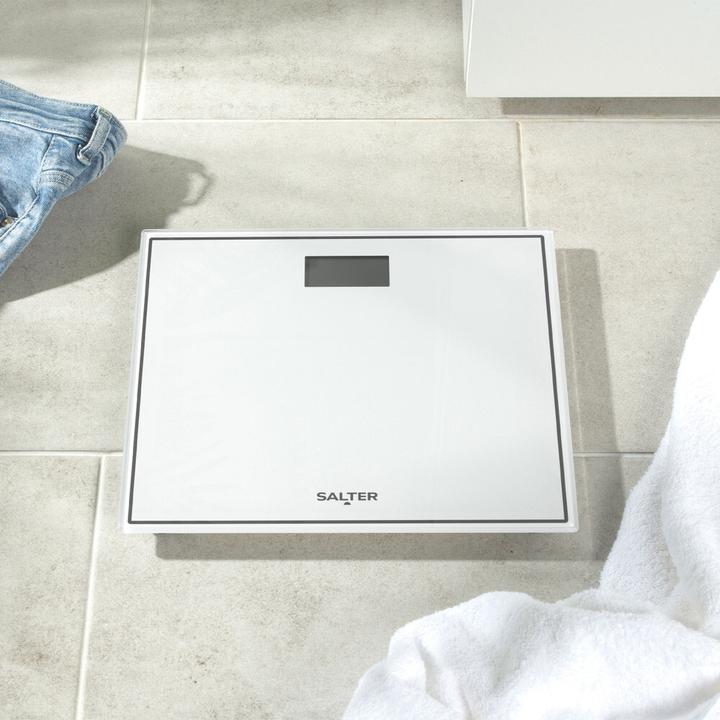 Actual product image Salter 9207 WH3R Compact Glass Electronic Bathroom Scale - Baltas (150 kg)