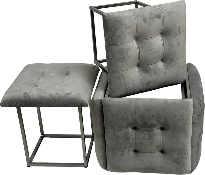 Produktbild Go Gift Puff-Transformator 5in1 - 5 Hocker in 1 Pouffe grauer Samt
