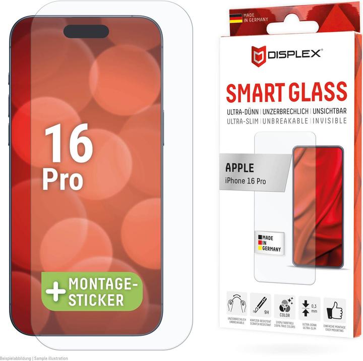 Actual product image Displex Smart Glass, Displayschutzfolie (1 Piece, Apple iPhone 16 Pro)