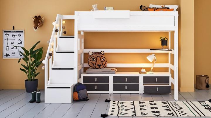 Image du produit Lifetime Kidsrooms Lit mezzanine avec escalier, tiroirs et sommier Deluxe