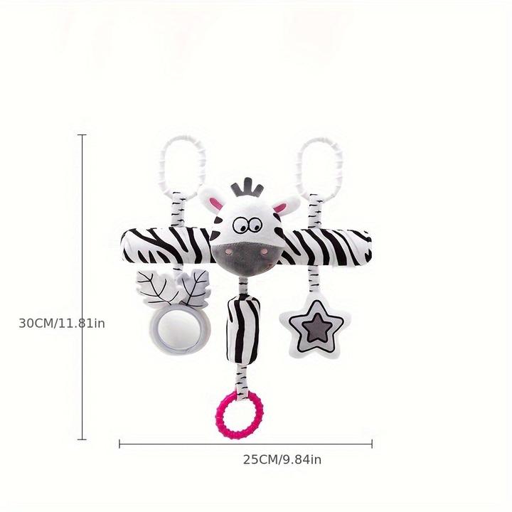 Actual product image Activity Board Pram Toy - Black & White Visual Crib Bar Pendant with Wind Chimes, Drum, Paper