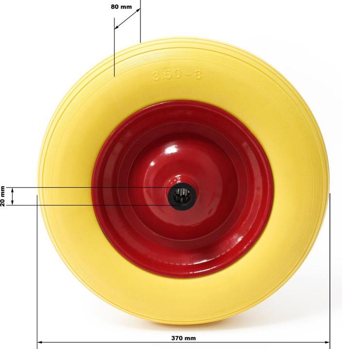 Produktbild Wiltec Schubkarren PU Rad 3.50-8 Vollgummi Polyurethan Reifen pannensicher