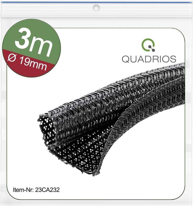 Produktbild Quadrios 23CA232 23CA232 Geflechtschlauch Schwarz Polyester 19 bis 20 mm 3 m (Kabelschlauch, 300 cm)