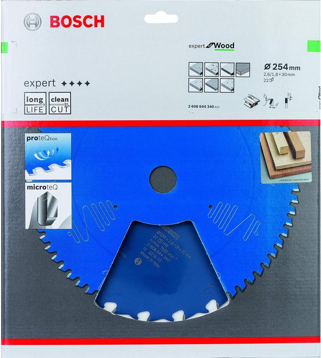 Produktbild Bosch Professional Zubehör Kreissägeblatt Expert for Wood, 254 x 30 x 2,6 mm, 22