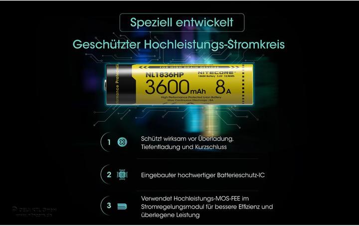 Immagine prodotto Nitecore Batteria Li-Ion 18650 - 3600mAh - NL1836HP