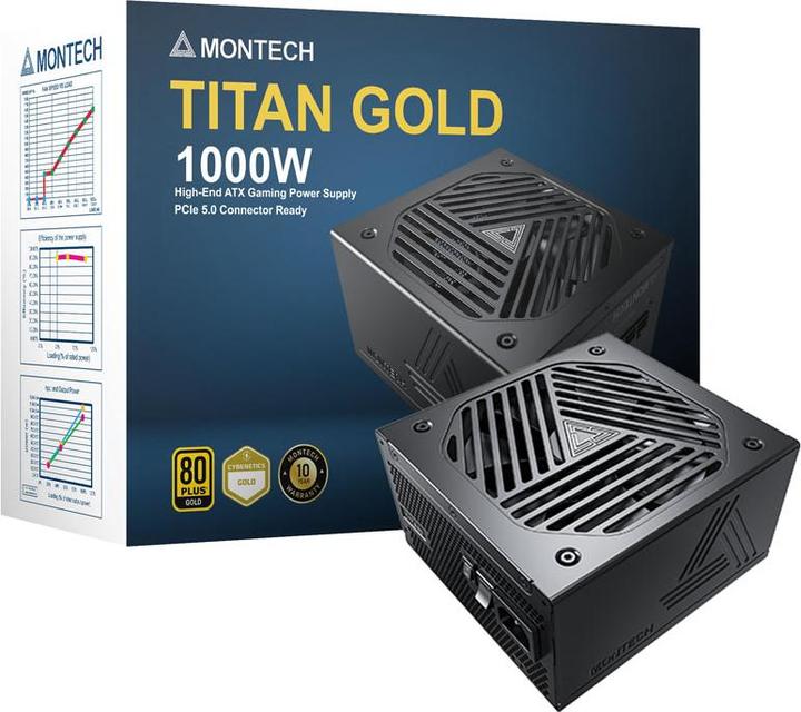 Produktbild Montech Titan 1000W - 80 PLUS & Cybenetics Gold, modular, PCIe 5.0 - 1000 Watt (1000 W)