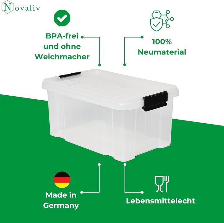 Immagine prodotto Novaliv Aufbewahrungsbox mit Deckel 5L transparente Nestbar stapelbare Plastikbox mit Clipverschluss (5 l)