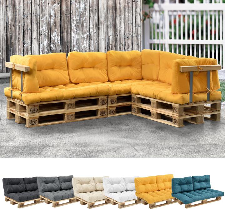 Image du produit En.Casa Coussin d'assise pour meubles en palettes Comfy 80x120x12 cm jaune moutarde (120 x 80 x 12 cm)