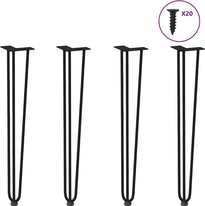 VidaXL Haarnadelbeine 4 Stk. Schwarz 72 cm Massivstahl Hairpin Tischbein