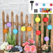 Cepewa LED Solar Lampion Girlande, 10er, bunt, ca. 185cm (7000 lm, IP44)
