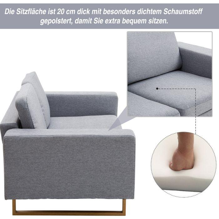 Actual product image Swisshandel24 2-seater sofa corner sofa upholstered sofa fabric sofa seating wood light grey (2 person sofa)