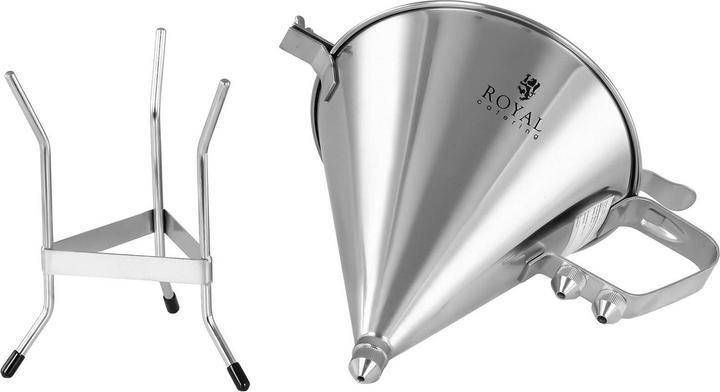 Actual product image Royal Catering Piston Funnel - 1.8 L - Stainless steel - 3 filling tips